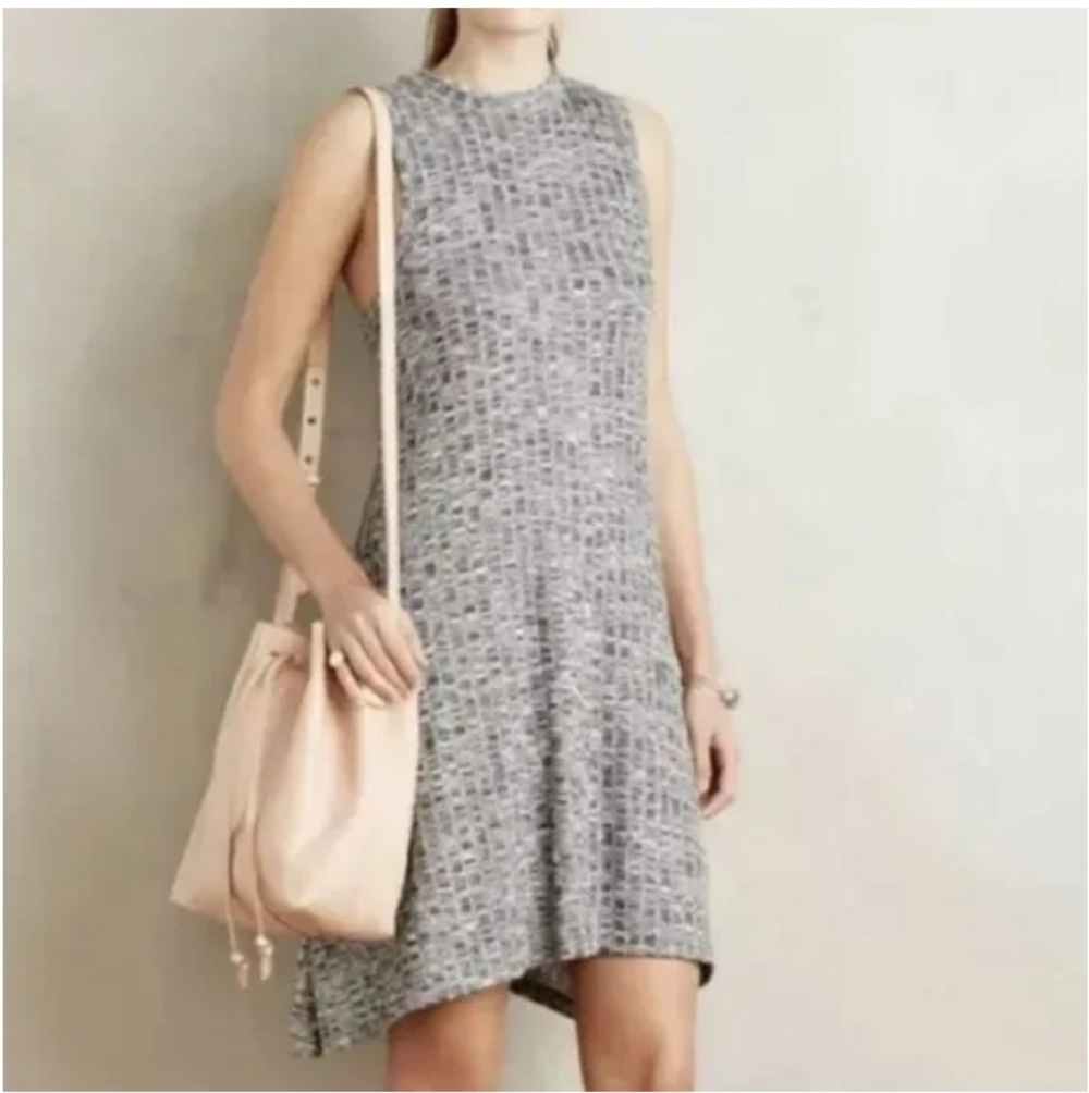 Meave By Anthropologie Womens Emerson Sleeveless Gray Knit Swing Dress Sz XS